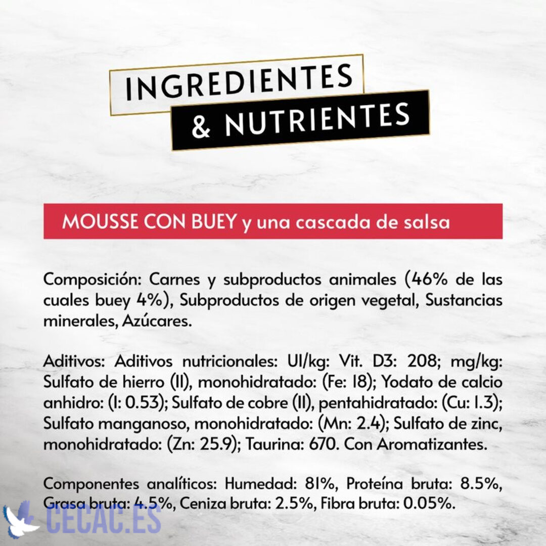 PURINA GOURMET REVELATIONS Pirámide de Mousse, con Buey y cascada de Salsa