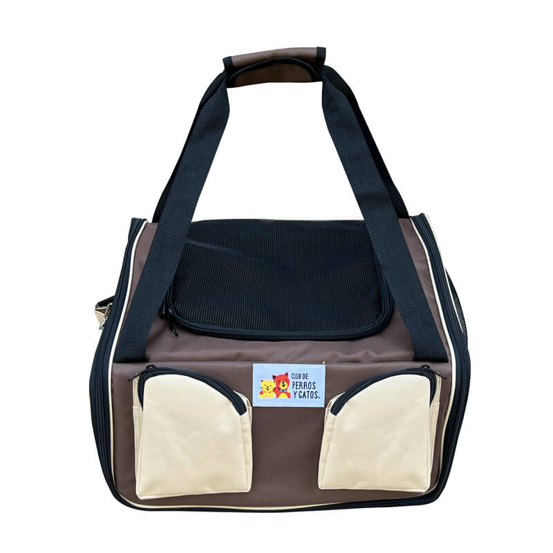 Bolso Transporte con Bolsillos Café con Beige