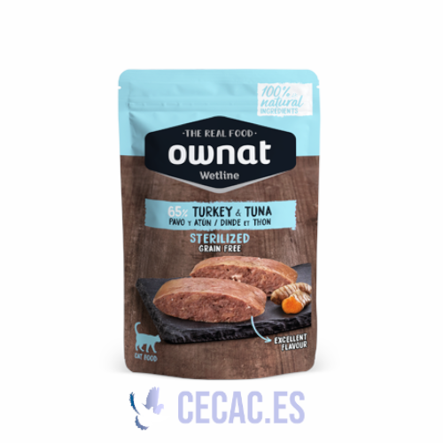 COMIDA HÚMEDA OWNAT WETLINE STERILIZED TURKEY Y TUNA