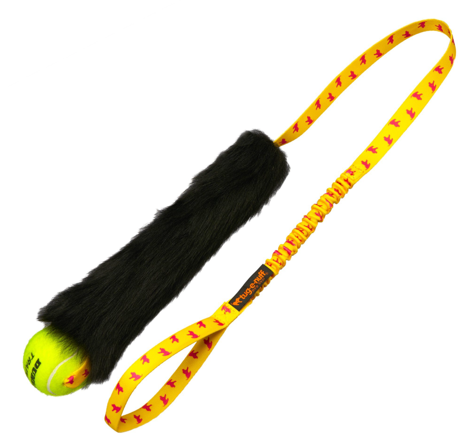 Mordedor con asa elástica larga, pelo oveja y pelota de tenis/ Sheepskin Bungee Chaser with tennis ball Tug-e-Nuff