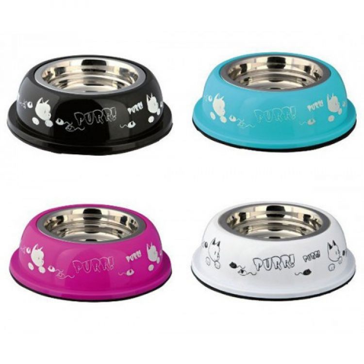 COMEDERO TRIXIE GATO ACERO INOXIDABLE CON DIBUJOS