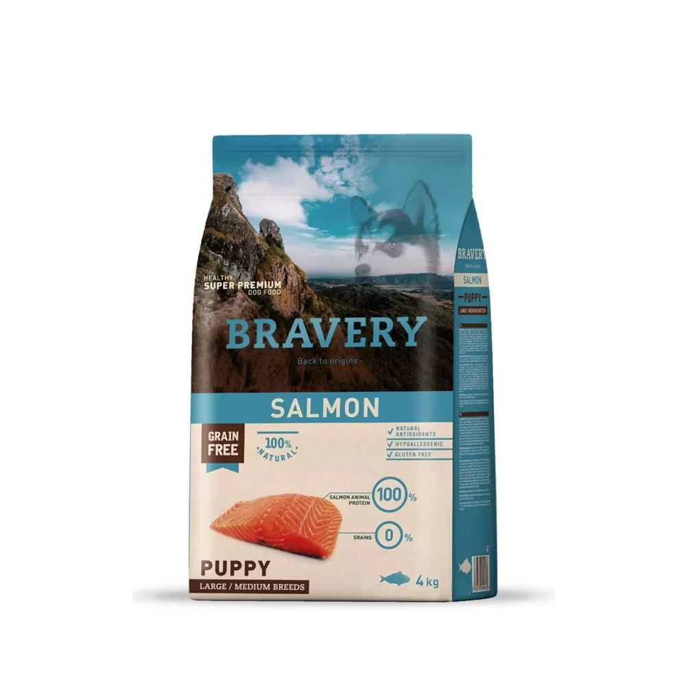 Bravery salmon puppy medium large breed 4 KG
