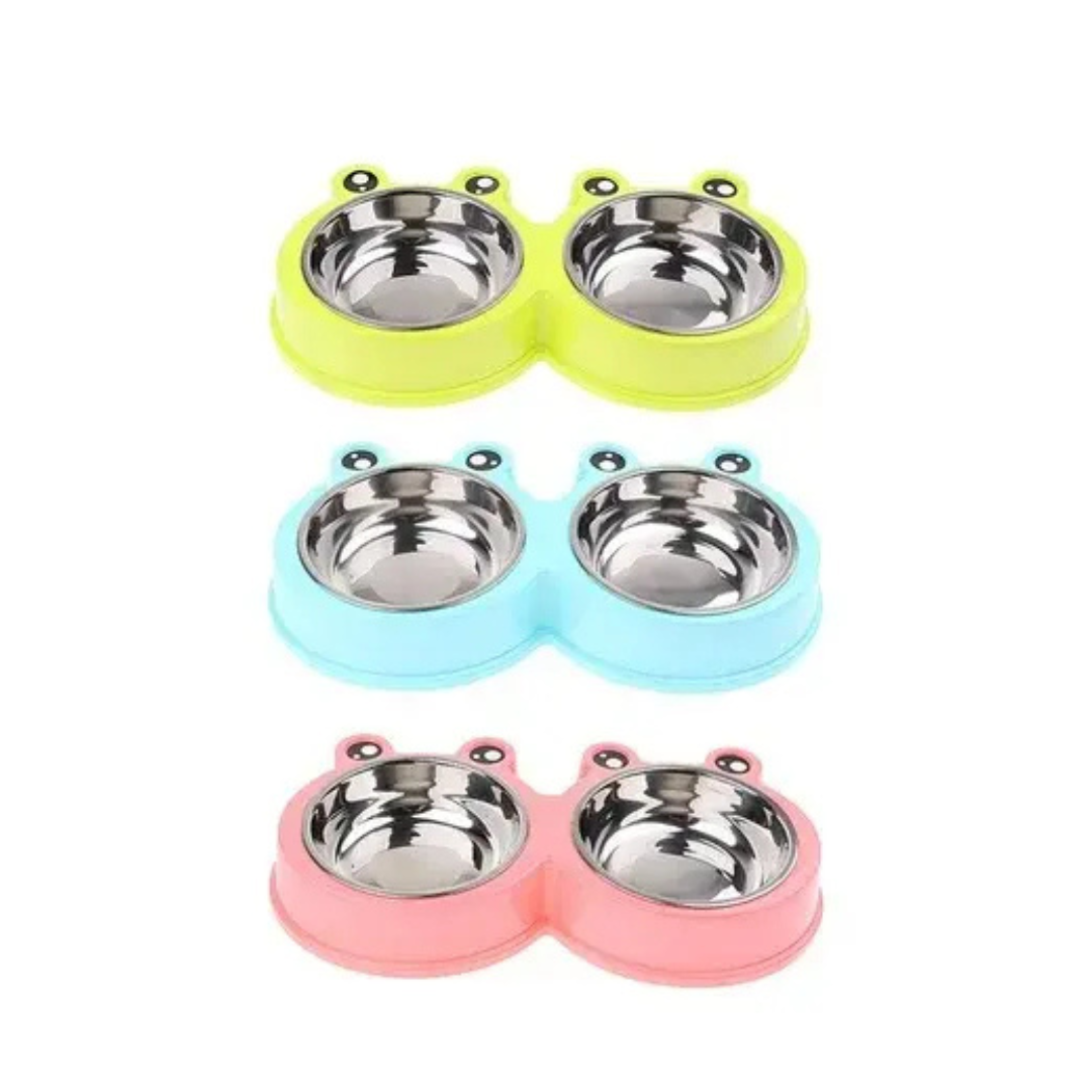 COMEDERO DOBLE CON BOWLS DE ACERO PER-ROS