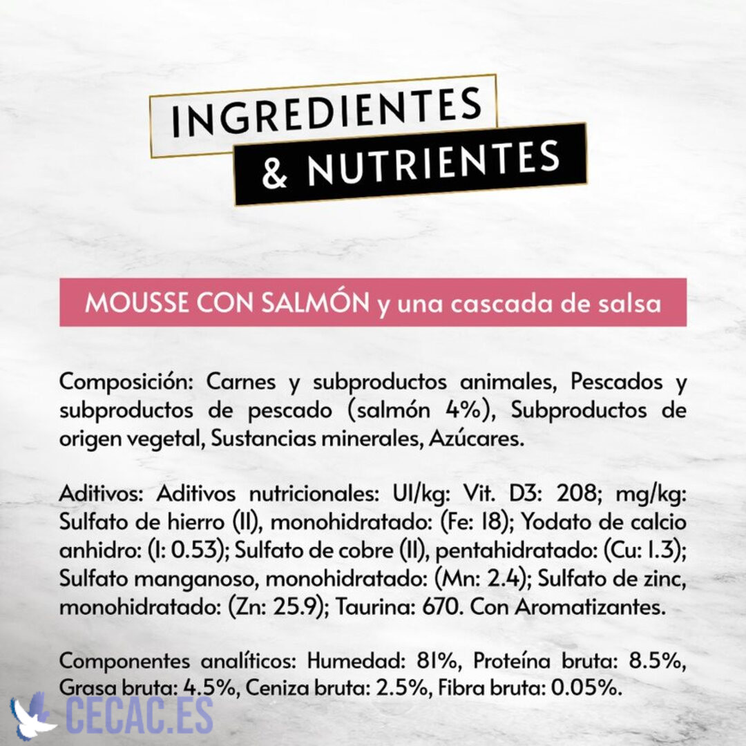 PURINA GOURMET REVELATIONS Pirámide de Mousse, con Salmón y cascada de Salsa